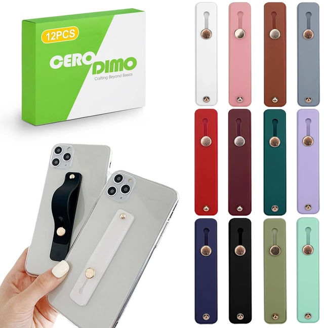 Main image of 12-Piece Universal Phone Loop Finger Strap Holder, Portable Silicone Grip Strap for Phone Cases, Telescopic Finger Loop (Assorted Colors)