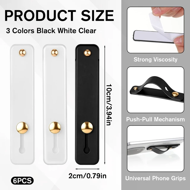 Alt view image 2 of 7 - 6 Pcs Phone Grips Strap Holder for Hand Grip Finger Kickstand | Universal Phones Case Holder Strap for Back of Phones Portable Phone Loop Finger Holder for Most Smartphones