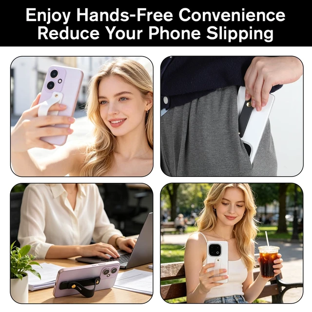 Alt view image 7 of 7 - 6 Pcs Phone Grips Strap Holder for Hand Grip Finger Kickstand | Universal Phones Case Holder Strap for Back of Phones Portable Phone Loop Finger Holder for Most Smartphones