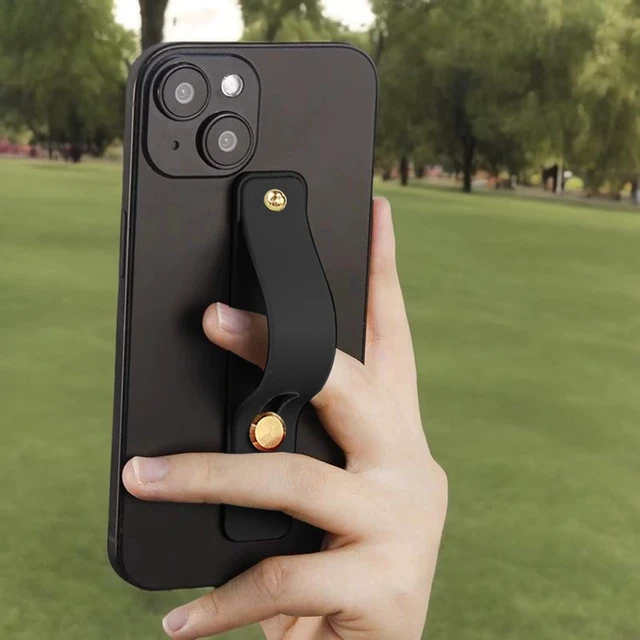 Alt view image 6 of 6 - Phone Grip Black Universal Sticky Finger Strap Holder for Smartphone or Cell Phone Case