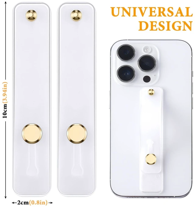 Alt view image 2 of 7 - 2-Pack White Silicone Phone Strap with Kickstand - Versatile Grip & Holder for Most Phones and Cases (Transparent * 2)