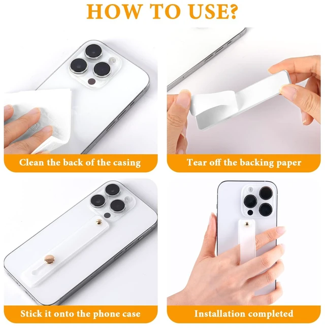 Alt view image 3 of 7 - 2-Pack White Silicone Phone Strap with Kickstand - Versatile Grip & Holder for Most Phones and Cases (Transparent * 2)