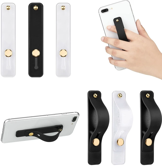 Main image of 6 Pieces Phone Finger Strap Grip,White, Black,Classic | Finger Loop for Phone Elastic Telescopic Band with Secure One Handed Hold, for Smartphone Cases