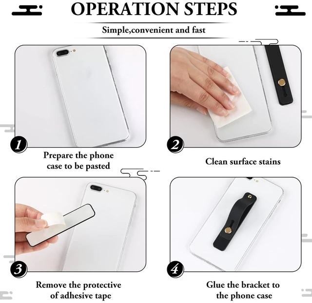 Alt view image 3 of 7 - 6 Pieces Phone Finger Strap Grip,White, Black,Classic | Finger Loop for Phone Elastic Telescopic Band with Secure One Handed Hold, for Smartphone Cases
