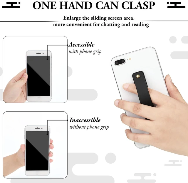 Alt view image 5 of 7 - 6 Pieces Phone Finger Strap Grip,White, Black,Classic | Finger Loop for Phone Elastic Telescopic Band with Secure One Handed Hold, for Smartphone Cases