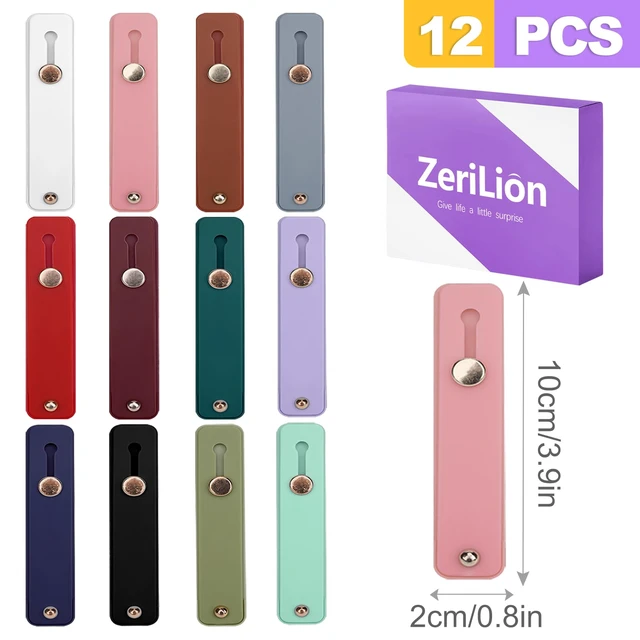 Alt view image 2 of 6 - 12 Pack Phone Finger Straps - Silicone Grip Loop Holders for Universal Cell Phone Case, Strong Adhesive Loop Strap, Assorted Colors Finger Grip for Back