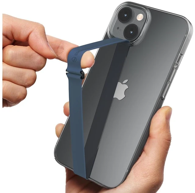 Main image of C-Shaped Clip Finger Phone Grip, Silicone Strap, Navy 210 | Sinji Loop Clip, phone loop holder for phone case, wireless charging support, wrist pain relief, universal fit for phones