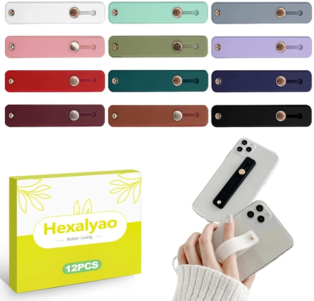 Main image of 12 Pack Silicone Phone Finger Strap Grip Loop Holder for Universal Cell Phone Cases Adhesive Back One-Hand Operation Mobile Phone Accessory