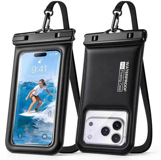 Main image of Floating Waterproof Phone Pouch 2 Pack, IP68 Dry Bag Up to 7.0" | Waterproof Phone Case fits All Smartphones, Floats in Water, Clear Underwater Shots for Beach Snorkel Cruise Kayak