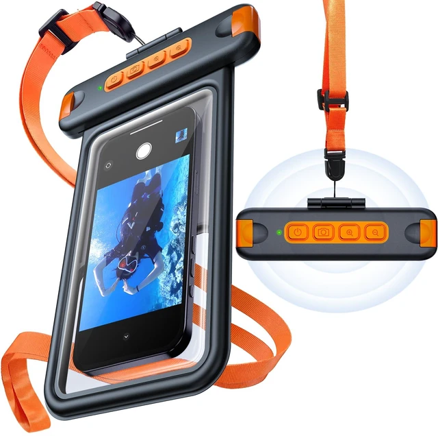 Main image of IP68 Waterproof Phone Pouch with Bluetooth Shutter,Floating,Black | Capture Photos & Videos Underwater Hands-Free.Universal Large Case Fits Phones up to 8.5",Including iPhone Samsung Google