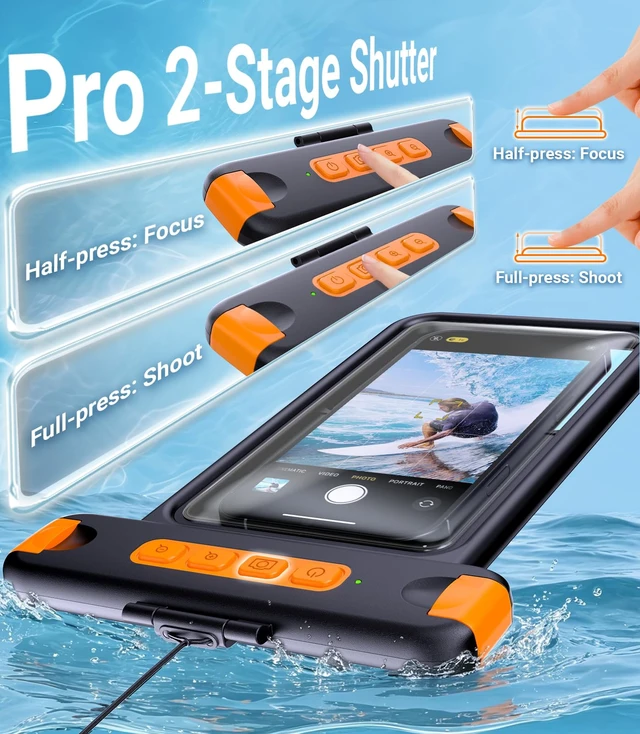 Alt view image 4 of 7 - IP68 Waterproof Phone Pouch with Bluetooth Shutter,Floating,Black | Capture Photos & Videos Underwater Hands-Free.Universal Large Case Fits Phones up to 8.5",Including iPhone Samsung Google
