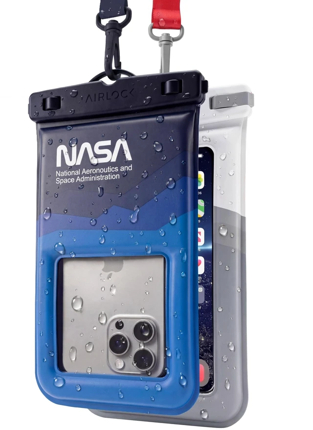 Main image of NASA Waterproof Phone Pouch with AirLock Seal (2 Pack, Regular) | Underwater Touchscreen | Waterproof to 20m | Official NASA | K24 Floating Pouch | 40% Tougher PVC | Fits Most Phones