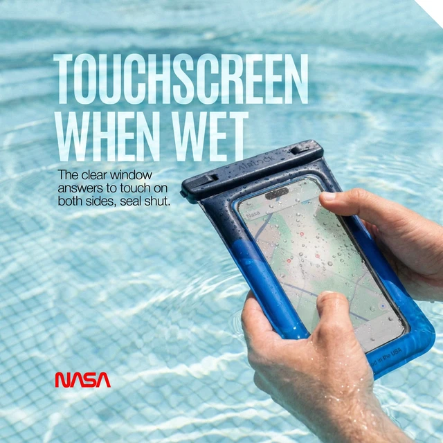 Alt view image 3 of 7 - NASA Waterproof Phone Pouch with AirLock Seal (2 Pack, Regular) | Underwater Touchscreen | Waterproof to 20m | Official NASA | K24 Floating Pouch | 40% Tougher PVC | Fits Most Phones