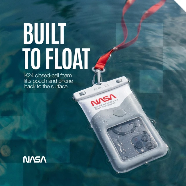 Alt view image 5 of 7 - NASA Waterproof Phone Pouch with AirLock Seal (2 Pack, Regular) | Underwater Touchscreen | Waterproof to 20m | Official NASA | K24 Floating Pouch | 40% Tougher PVC | Fits Most Phones