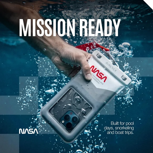 Alt view image 7 of 7 - NASA Waterproof Phone Pouch with AirLock Seal (2 Pack, Regular) | Underwater Touchscreen | Waterproof to 20m | Official NASA | K24 Floating Pouch | 40% Tougher PVC | Fits Most Phones