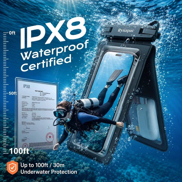 Alt view image 2 of 7 - Waterproof Phone Pouch 2 Pack, IPX8 Double Space Waterproof Phone Case with Lanyard for iPhone 18/17/16 Pro Max, Galaxy S26 Ultra, Cell Phone Dry Bag for Beach Cruise Essentials, Up to 8.5