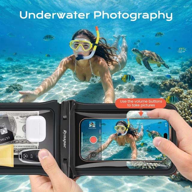 Alt view image 4 of 7 - Waterproof Phone Pouch 2 Pack, IPX8 Double Space Waterproof Phone Case with Lanyard for iPhone 18/17/16 Pro Max, Galaxy S26 Ultra, Cell Phone Dry Bag for Beach Cruise Essentials, Up to 8.5