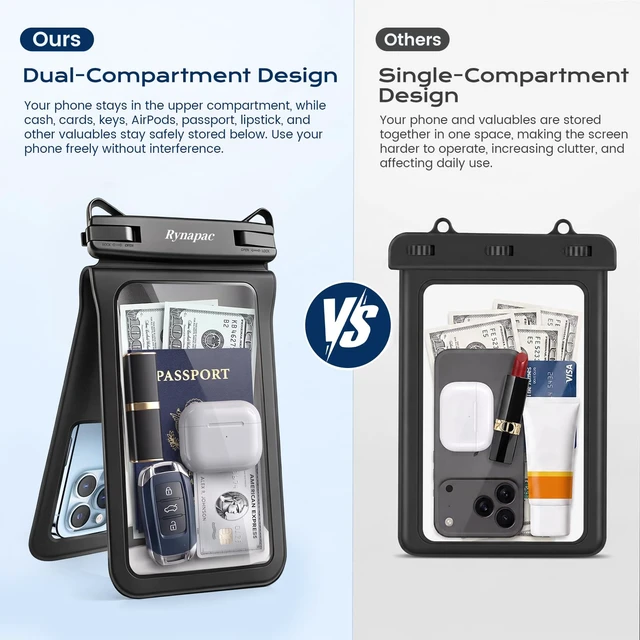 Alt view image 7 of 7 - Waterproof Phone Pouch 2 Pack, IPX8 Double Space Waterproof Phone Case with Lanyard for iPhone 18/17/16 Pro Max, Galaxy S26 Ultra, Cell Phone Dry Bag for Beach Cruise Essentials, Up to 8.5