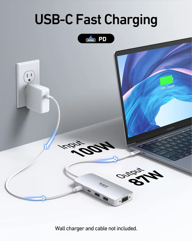 Alt view image 5 of 7 - USB C Docking Station Dual HDMI Monitor Adapter Selore USB C Hub 4 Monitors | Docking Station with Dual HDMI, Displayport, VGA, 100W PD Charging, 3USB 2.0 Ports Adapter for Dell XPS,HP