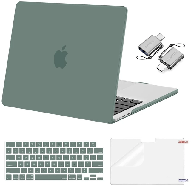Main image of Compatible with MacBook Air 13 inch Case M5 2026 M4 M3 M2 2025-2022 | A3449 A3240 A3113 A2681, Hard Shell&Keyboard Cover&Screen Film&Type C for MacBook Air 13.6 inch Case, Emerald Green