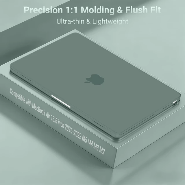 Alt view image 3 of 7 - Compatible with MacBook Air 13 inch Case M5 2026 M4 M3 M2 2025-2022 | A3449 A3240 A3113 A2681, Hard Shell&Keyboard Cover&Screen Film&Type C for MacBook Air 13.6 inch Case, Emerald Green