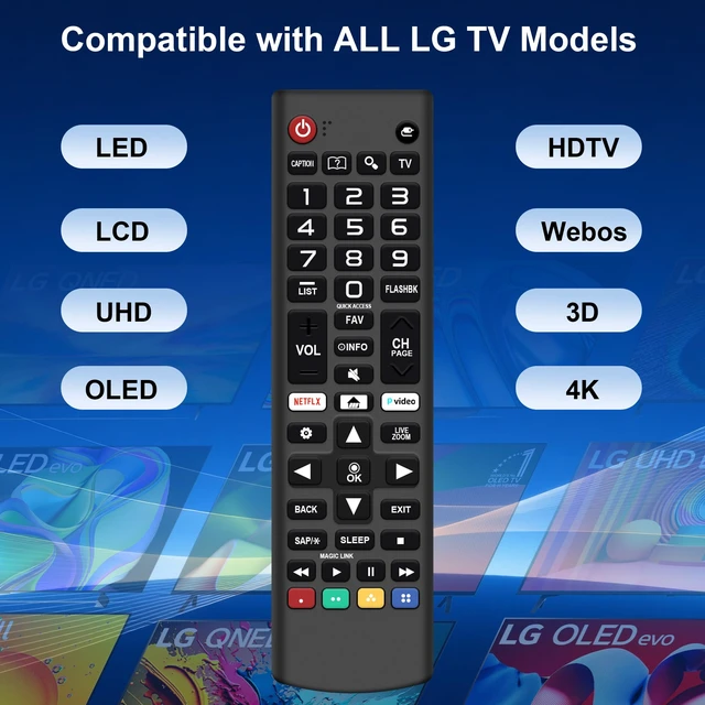 Alt view image 2 of 7 - Pack of 2 for LG TV Remote Control Replacement AKB75095307 | Universal for All LG Remote AKB75375604 AKB75675304 Compatible with All LG LCD LED OLED 3D HDTV Smart TVs - No Setup Needed