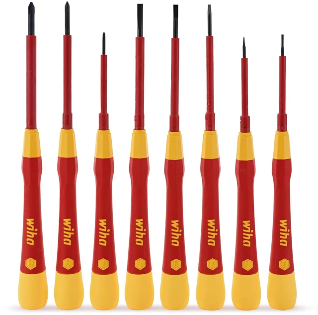 Main image of 32088 PicoFinish Insulated Precision Screwdriver Set, 8-Piece Kit | 1000V VDE certified, PicoFinish precision grip, hex torque control, tested to 10,000 volts, made in Germany