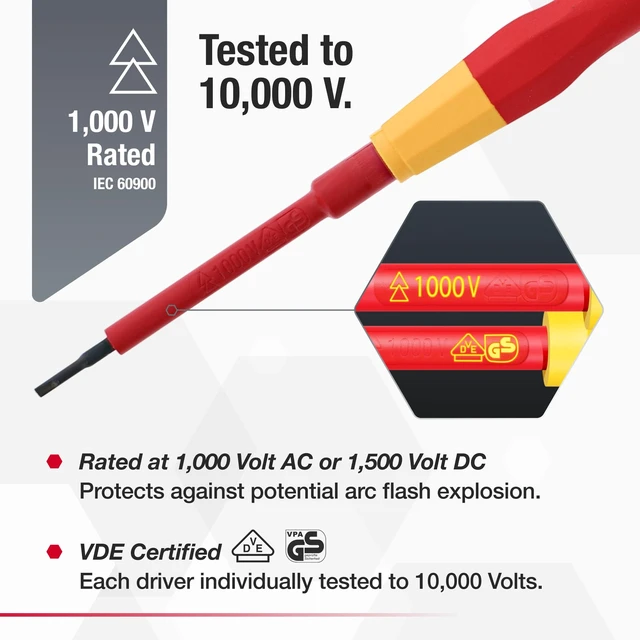 Alt view image 3 of 7 - 32088 PicoFinish Insulated Precision Screwdriver Set, 8-Piece Kit | 1000V VDE certified, PicoFinish precision grip, hex torque control, tested to 10,000 volts, made in Germany