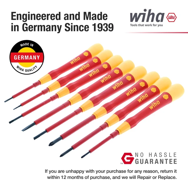 Alt view image 7 of 7 - 32088 PicoFinish Insulated Precision Screwdriver Set, 8-Piece Kit | 1000V VDE certified, PicoFinish precision grip, hex torque control, tested to 10,000 volts, made in Germany