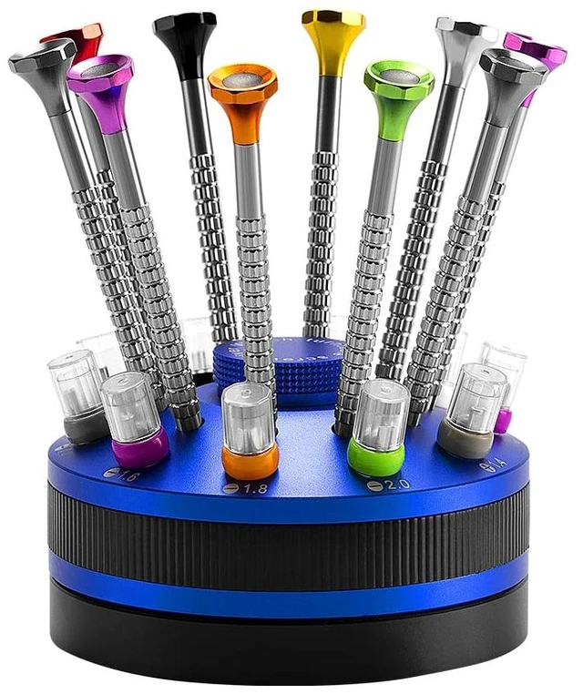 Main image of 10 pcs Precision Slotted And Phillips Watch Screwdriver Set Different Sizes With 20 Extra Replace Blades Watchmaker Screwdriver Set for Watch,Jewelry,Eyeglass