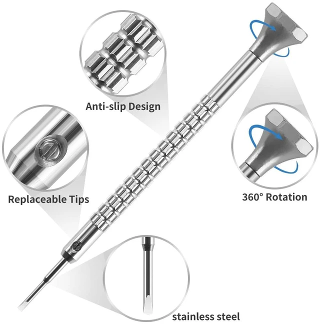 Alt view image 3 of 6 - 10 pcs Precision Slotted And Phillips Watch Screwdriver Set Different Sizes With 20 Extra Replace Blades Watchmaker Screwdriver Set for Watch,Jewelry,Eyeglass