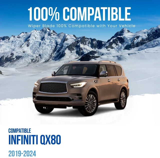Alt view image 3 of 7 - SILBAK Wiper Blade Set Compatible with INFINITI QX80 2019-2024 Front Set of Two Driver Side 24 in (600 mm) Passenger Side 24 in (600 mm) Clip-On Front