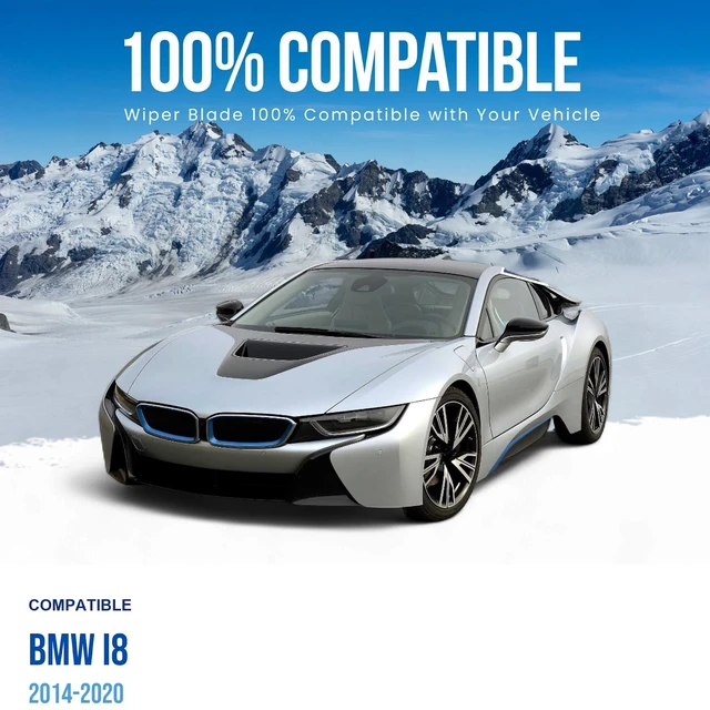 Alt view image 2 of 6 - Silbak Wiper Blade Set compatible with BMW i8 2014-2020, Front 2-Piece, Driver 30 in, Passenger 24 in