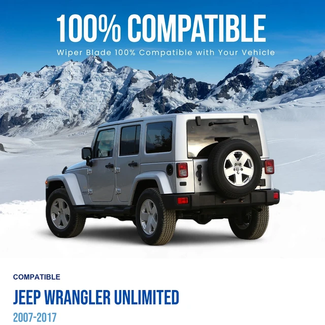 Alt view image 3 of 7 - Silbak Rear Wiper Blade compatible with Jeep Wrangler Unlimited 2007-2017, 14 in (350 mm)