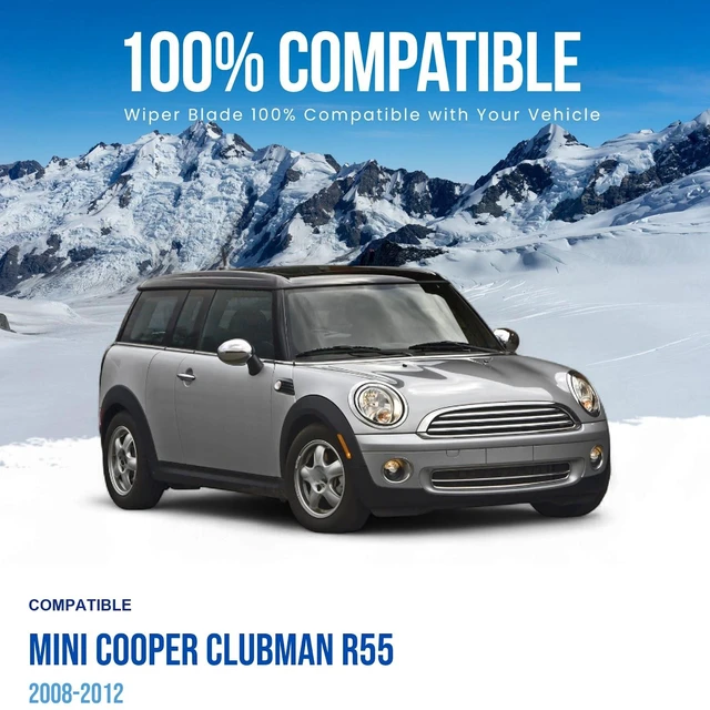 Alt view image 2 of 6 - Silbak Wiper Blade Set compatible with Mini Cooper Clubman R55 2008-2012, Front and Rear 4-Piece, Driver 18 in, Passenger 19 in, Two 11-Inch Rear Blades