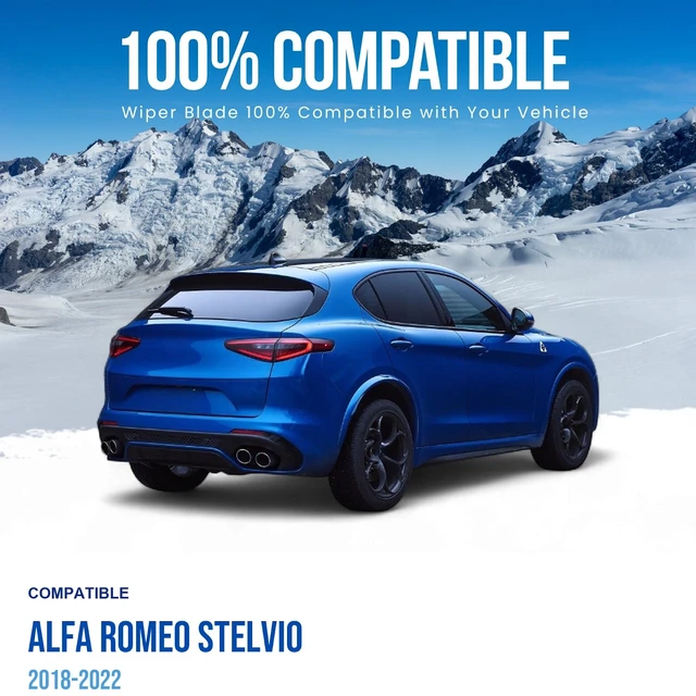 Alt view image 2 of 7 - Silbak Rear Wiper Blade compatible with Alfa Romeo Stelvio 2018-2022, 13 in (330 mm)