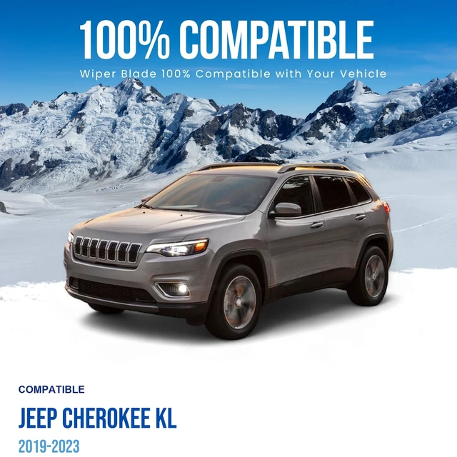 Alt view image 2 of 6 - Silbak Wiper Blade Set compatible with Jeep Cherokee KL 2019-2023, Front and Rear 3-Piece, Driver 26 in, Passenger 18 in, Rear 14 in