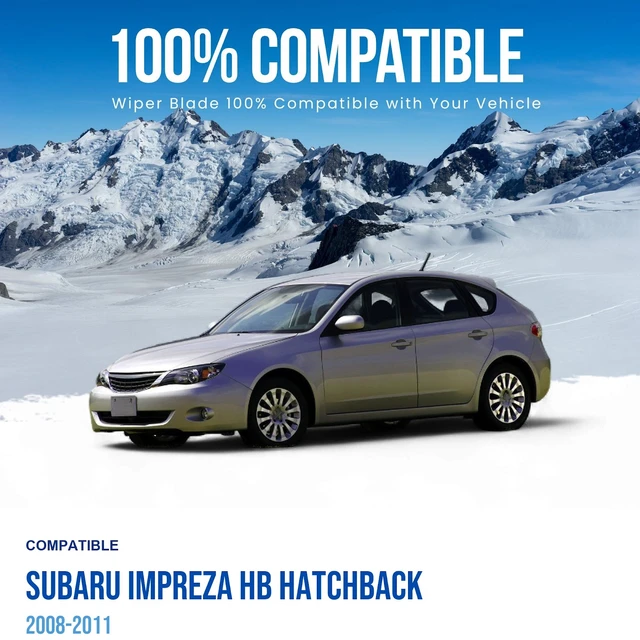 Alt view image 2 of 6 - Silbak Wiper Blade Set compatible with Subaru Impreza HB Hatchback 2008-2011, Front and Rear 3-Piece, Driver 24 in, Passenger 16 in, Rear 14 in