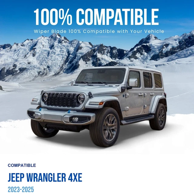 Alt view image 2 of 6 - Silbak Wiper Blade Set compatible with Jeep Wrangler 4xe 2023-2025, Front and Rear 3-Piece, Driver 16 in, Passenger 16 in, Rear 13 in