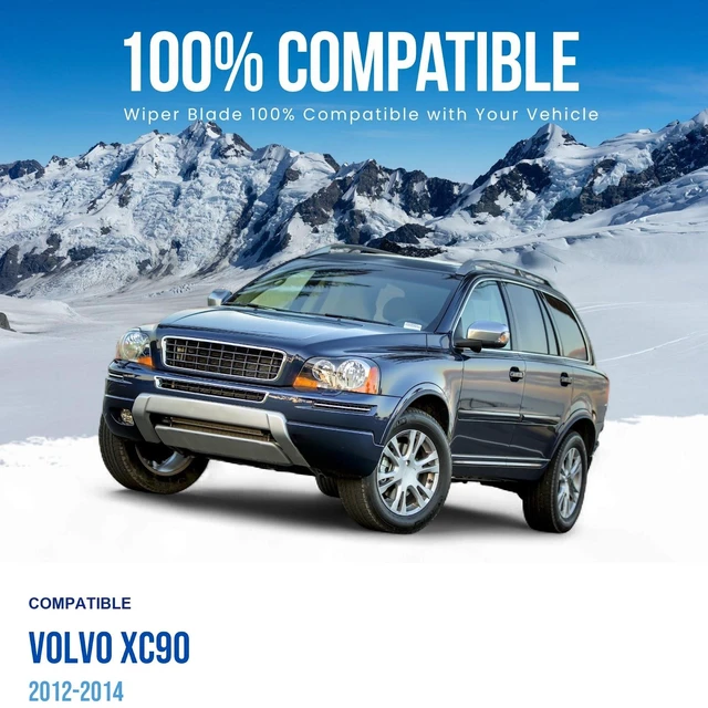 Alt view image 2 of 6 - Silbak Wiper Blade Set compatible with Volvo XC90 2012-2014, Front and Rear 3-Piece, Driver 24 in, Passenger 22 in, Rear 14 in