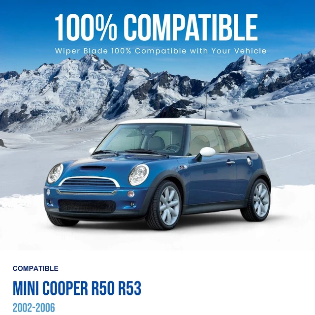 Alt view image 2 of 6 - Silbak Wiper Blade Set compatible with Mini Cooper R50 R53 2002-2006, Front and Rear 3-Piece, Driver 19 in, Passenger 19 in, Rear 12 in