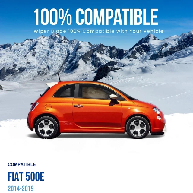 Alt view image 2 of 6 - Silbak Wiper Blade Set compatible with Fiat 500e 2014-2019, Front and Rear 3-Piece, Driver 24 in, Passenger 14 in, Rear 12 in