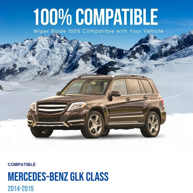 Alt view image 2 of 6 - Silbak Wiper Blade Set compatible with Mercedes-Benz GLK Class 2014-2015, Front and Rear 3-Piece, Driver 22 in, Passenger 19 in, Rear 12 in