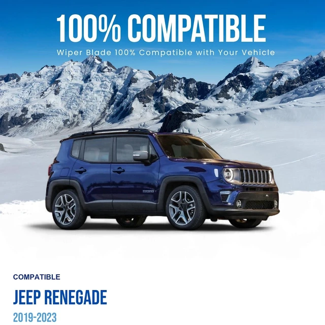 Alt view image 2 of 6 - Silbak Wiper Blade Set compatible with Jeep Renegade 2019-2023, Front and Rear 3-Piece, Driver 22 in, Passenger 19 in, Rear 10 in