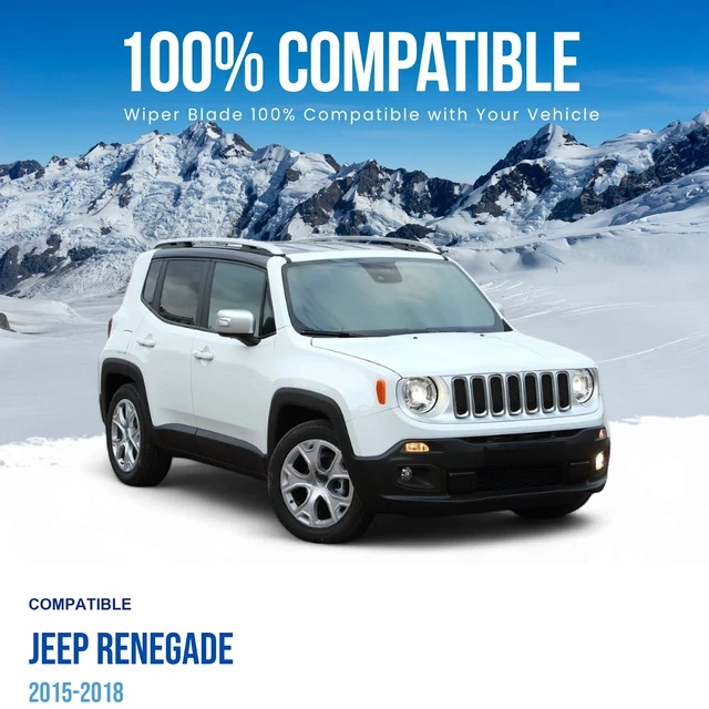 Alt view image 2 of 6 - Silbak Wiper Blade Set compatible with Jeep Renegade 2015-2018, Front and Rear 3-Piece, Driver 22 in, Passenger 19 in, Rear 10 in