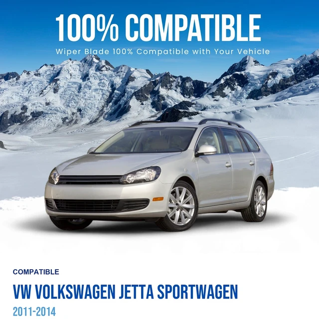 Alt view image 2 of 6 - Silbak Wiper Blade Set compatible with VW Volkswagen Jetta SportWagen 2011-2014, Front and Rear 3-Piece, Driver 24 in, Passenger 19 in, Rear 14 in