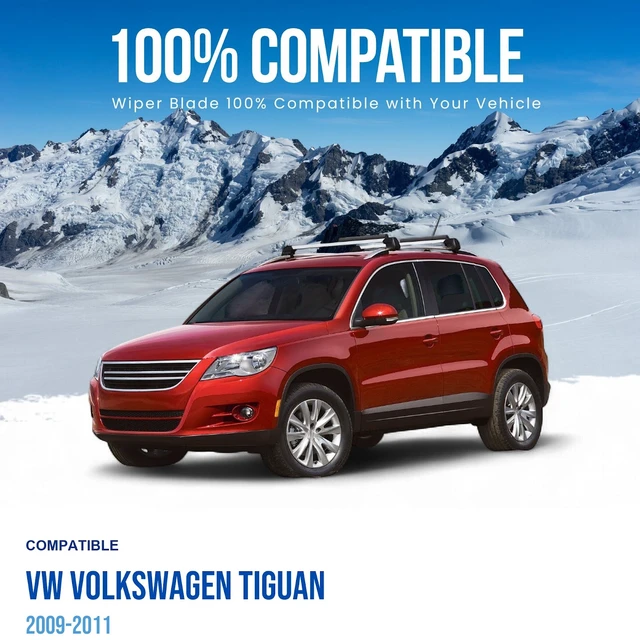 Alt view image 2 of 6 - Silbak Wiper Blade Set compatible with VW Volkswagen Tiguan 2009-2011, Front and Rear 3-Piece, Driver 24 in, Passenger 20 in, Rear 14 in