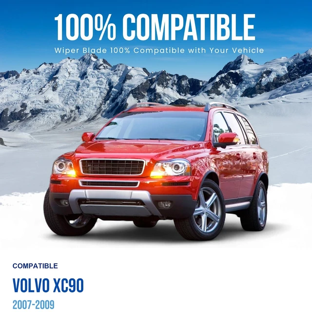 Alt view image 2 of 6 - Silbak Wiper Blade Set compatible with Volvo XC90 2007-2009, Front and Rear 3-Piece, Driver 24 in, Passenger 22 in, Rear 15 in