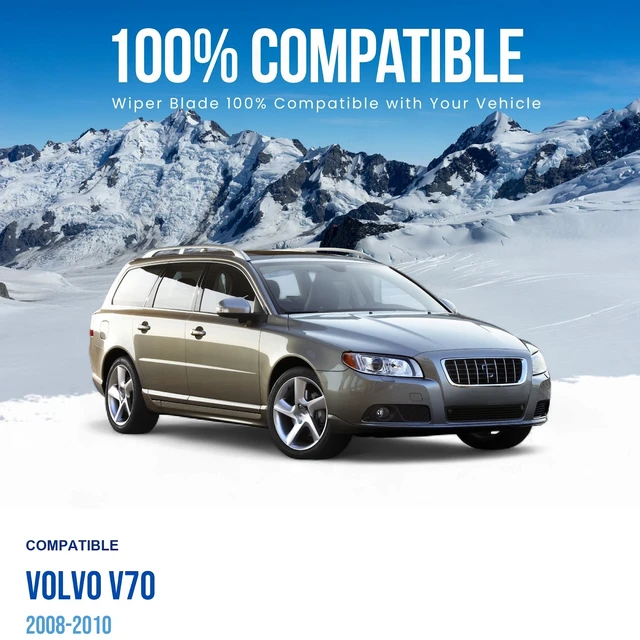 Alt view image 2 of 6 - Silbak Wiper Blade Set compatible with Volvo V70 2008-2010, Front and Rear 3-Piece, Driver 26 in, Passenger 20 in, Rear 14 in