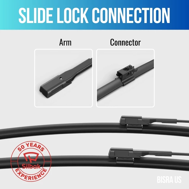 Alt view image 3 of 6 - Silbak Wiper Blade Set compatible with Mercedes Metris 2016-2023, Front and Rear 4-Piece Set, Driver 28 in, Passenger 18 in, Two 15 in Rear